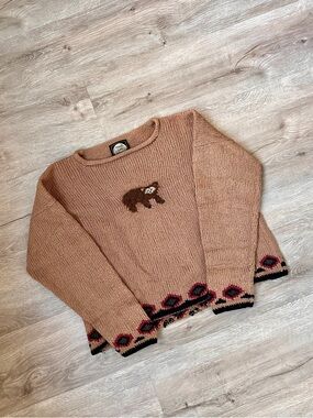 Planet Earth Sweaters Hand Loomed Cotton Knit Bear Sweater
